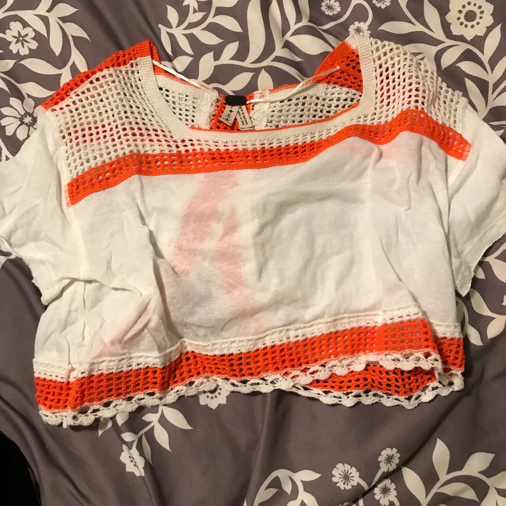 Orange and cream crop top
